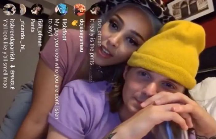 Doja Cat and her ex-boyfriend at a Instagram live together.